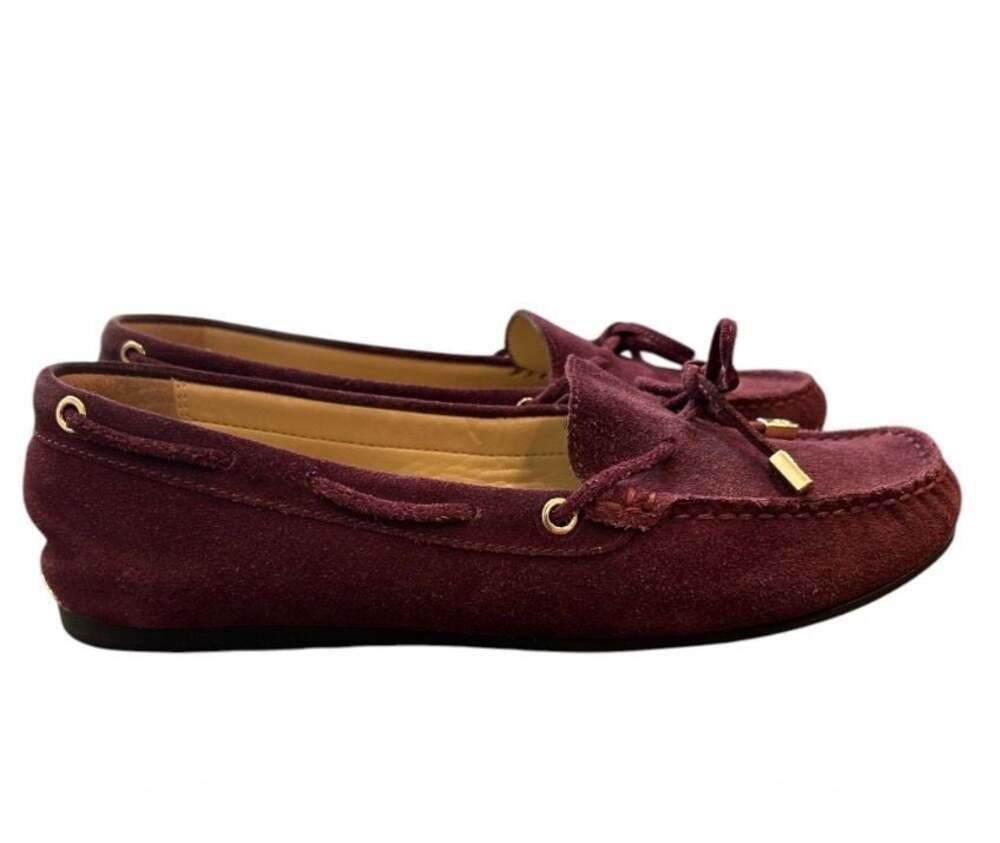 Michael Kors Sutton Moccasin Loafers Suede Oxblood Size 8M - Picture 2 of 7